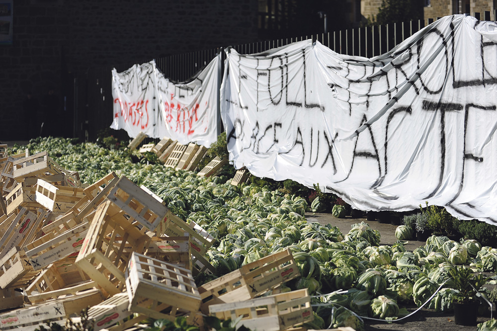 legumes-prefecture-invendu-crise - Illustration Légumes invendus devant la préfecture