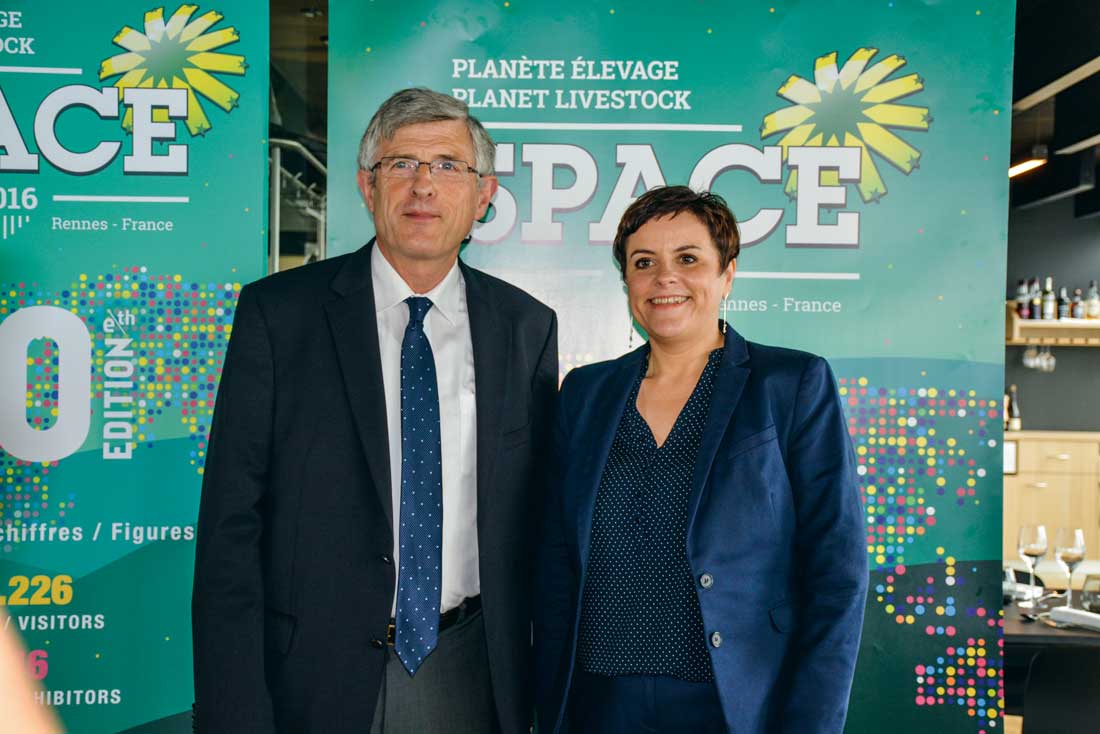 Marcel Denieul, président du Space, et Anne-Marie Quemener, commissaire générale. - Illustration Space 2016 : des exposants au rendez-vous malgré la crise