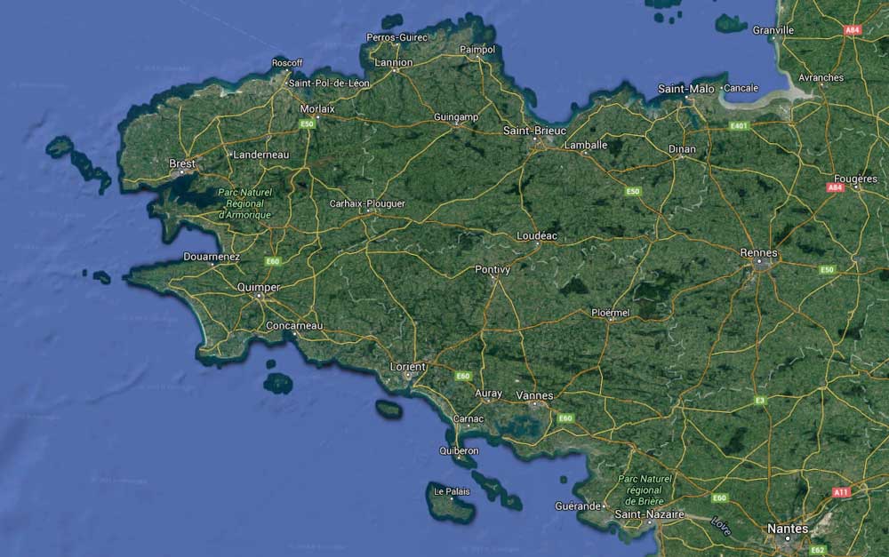 carte-bretagne-google-maps - Illustration Destination Bretagne