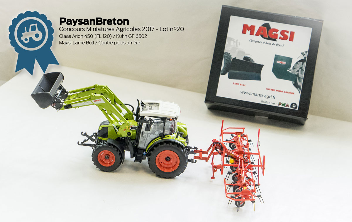 miniatures-agricoles-concours-20 - Illustration Concours miniatures : Claas Arion 450, Kuhn GF6502, Lamebull Magsi