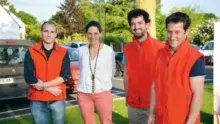 Le réseau des Agriculteurs biologiques de Bretagne organisait une soirée d’échanges pour tous les agriculteurs des Pays de Redon et de l’Oust à Brocéliande, la semaine dernière. De gauche à droite : Niels Bize, Cécile L'Haridon (Yves Rocher), Valérian Le Bon (Gab) et Sébastien Baron, président du réseau bio.