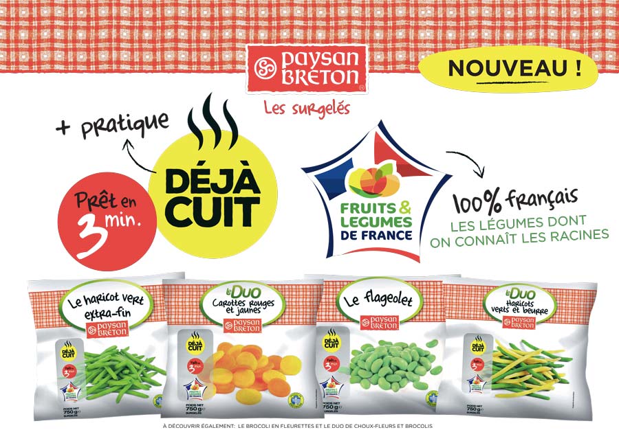 L’emballage des légumes a été revu pour afficher de manière évidente l’origine française des légumes et la praticité en cuisine. - Illustration Légumes : se différencier pour toucher les consommateurs