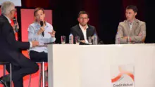 Valérie Cottereau (Artefacto), Christophe Le Bihan (Mytilimer) et Joakim Rahuel (Rahuel Bois) ont fait partager leur enthousiasme et leur passion pour l'entreprise, lors de la table ronde animée par le journaliste Xavier Debontride.