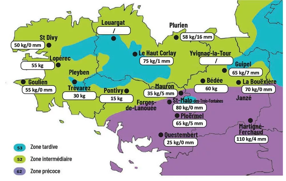 carte printemps 2023 - Illustration Pousse de l’herbe : 55 kg MS/ha/jour