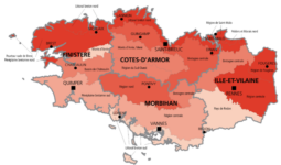 La carte du prix des terres agricoles en Bretagne selon les petites régions