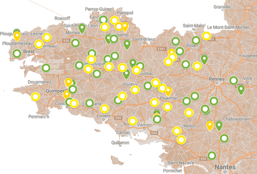 Carte des essais maïs 2023/2024 - Illustration Le pôle agronomie Eureden prépare l’avenir !