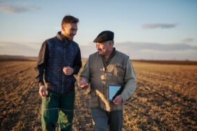 Deux hommes dans un champ