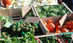 un étalage de légumes sur un marché