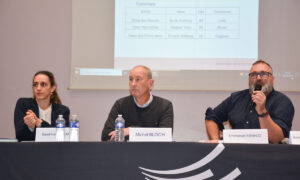 Sandrine Bernard, directrice du groupement porc d’Eureden ; Michel Bloc’h, président ; Emmanuel Esnaud, président région Est