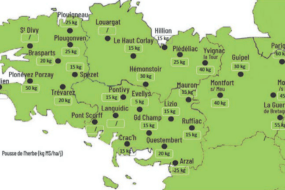 Carte de la pousse de l'herbe en Bretagne du 1er au 8 octobre 2024