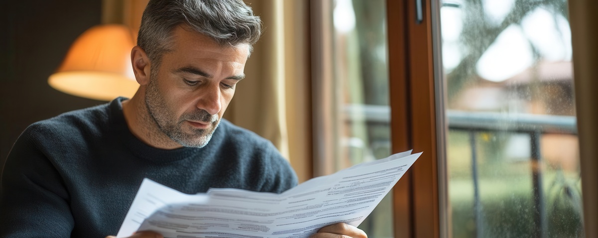 homme lisant un contrat d'assurances - Illustration Adapter votre assurance emprunteur à vos besoins