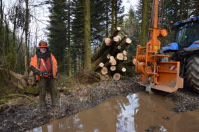 Jean-Baptiste Le Floch, entrepreneur  de travaux forestiers dans le Finistère, dans une forêt