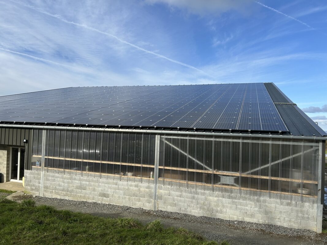 Hangar avec couverture de panneaux photovoltaïques