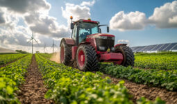 Tracteur qui travaille dans un champ