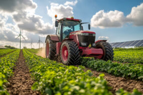 Tracteur qui travaille dans un champ