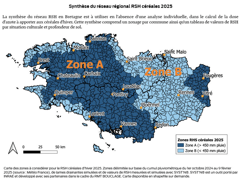 Carte de synthèse du réseau régional RSH céréales 2025